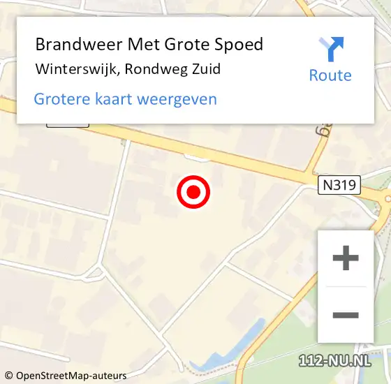 Locatie op kaart van de 112 melding: Brandweer Met Grote Spoed Naar Winterswijk, Rondweg Zuid op 12 februari 2023 19:26