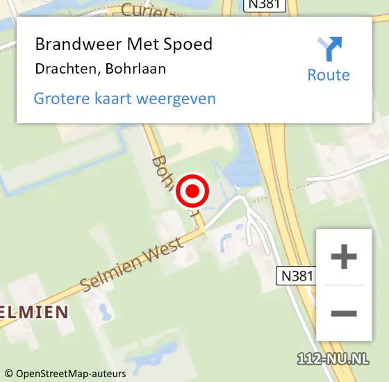 Locatie op kaart van de 112 melding: Brandweer Met Spoed Naar Drachten, Bohrlaan op 12 februari 2023 19:35