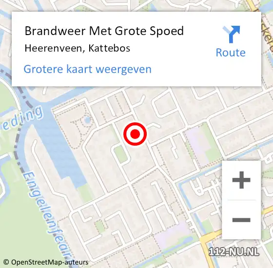 Locatie op kaart van de 112 melding: Brandweer Met Grote Spoed Naar Heerenveen, Kattebos op 12 februari 2023 19:37