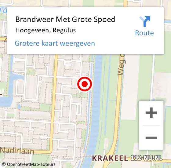 Locatie op kaart van de 112 melding: Brandweer Met Grote Spoed Naar Hoogeveen, Regulus op 12 februari 2023 19:48