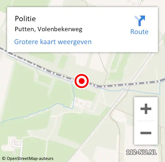 Locatie op kaart van de 112 melding: Politie Putten, Volenbekerweg op 12 februari 2023 19:49