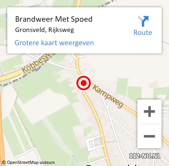 Locatie op kaart van de 112 melding: Brandweer Met Spoed Naar Gronsveld, Rijksweg op 12 februari 2023 20:06