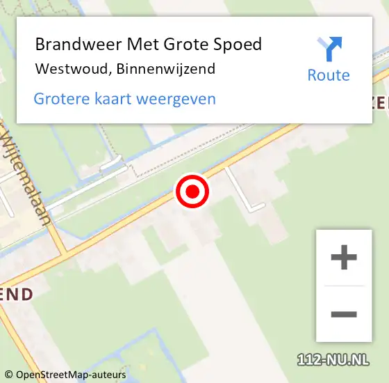 Locatie op kaart van de 112 melding: Brandweer Met Grote Spoed Naar Westwoud, Binnenwijzend op 12 februari 2023 20:10