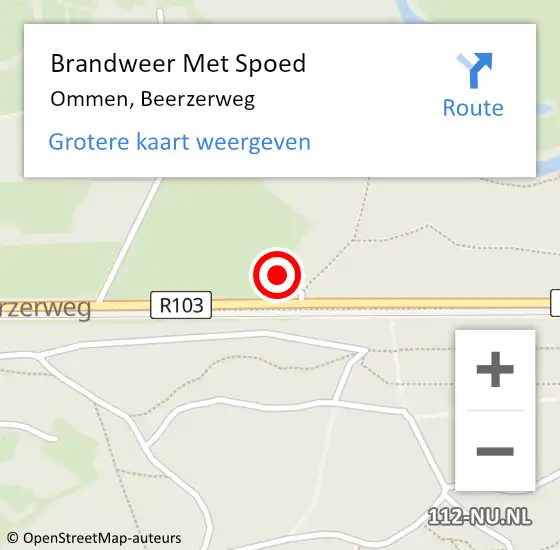 Locatie op kaart van de 112 melding: Brandweer Met Spoed Naar Ommen, Beerzerweg op 12 februari 2023 21:25