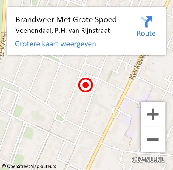 Locatie op kaart van de 112 melding: Brandweer Met Grote Spoed Naar Veenendaal, P.H. van Rijnstraat op 12 februari 2023 21:29