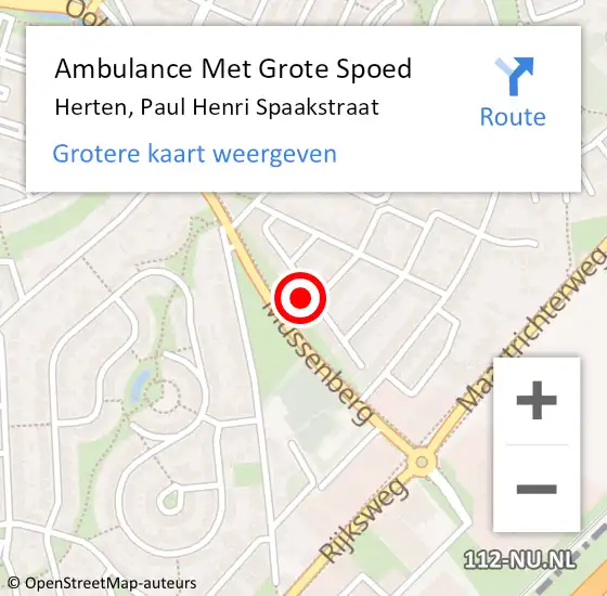 Locatie op kaart van de 112 melding: Ambulance Met Grote Spoed Naar Herten, Paul Henri Spaakstraat op 12 februari 2023 21:41