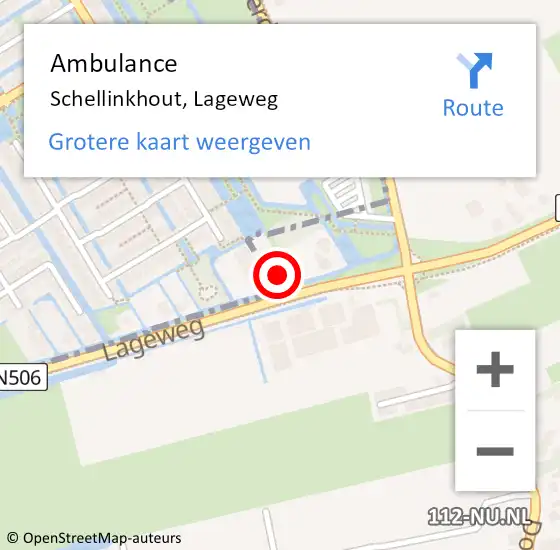 Locatie op kaart van de 112 melding: Ambulance Schellinkhout, Lageweg op 12 februari 2023 21:54