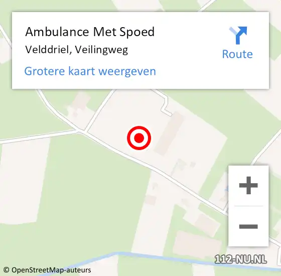 Locatie op kaart van de 112 melding: Ambulance Met Spoed Naar Velddriel, Veilingweg op 12 februari 2023 22:19