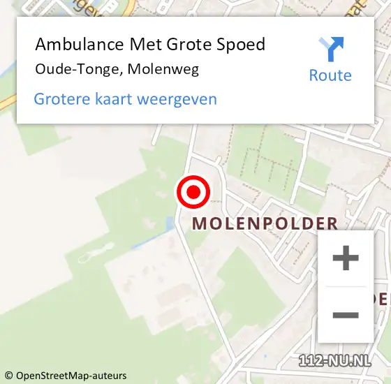 Locatie op kaart van de 112 melding: Ambulance Met Grote Spoed Naar Oude-Tonge, Molenweg op 12 februari 2023 22:44