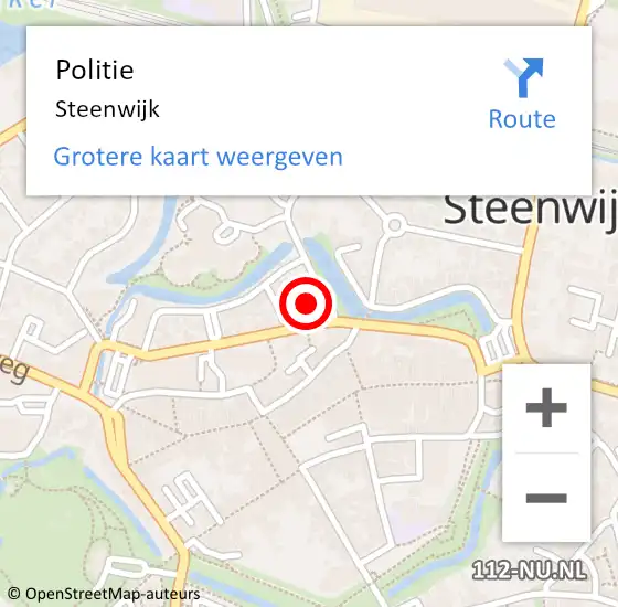 Locatie op kaart van de 112 melding: Politie Steenwijk op 12 februari 2023 23:12