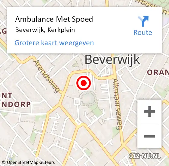 Locatie op kaart van de 112 melding: Ambulance Met Spoed Naar Beverwijk, Kerkplein op 12 februari 2023 23:20