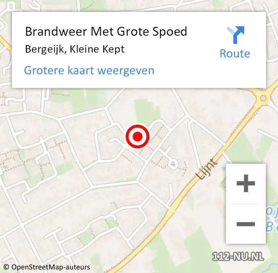 Locatie op kaart van de 112 melding: Brandweer Met Grote Spoed Naar Bergeijk, Kleine Kept op 12 februari 2023 23:43