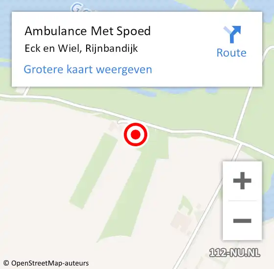 Locatie op kaart van de 112 melding: Ambulance Met Spoed Naar Eck en Wiel, Rijnbandijk op 13 februari 2023 00:55