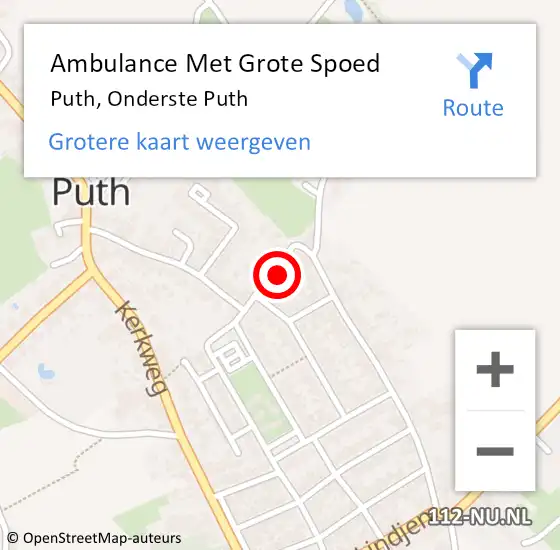 Locatie op kaart van de 112 melding: Ambulance Met Grote Spoed Naar Puth, Onderste Puth op 15 augustus 2014 12:57