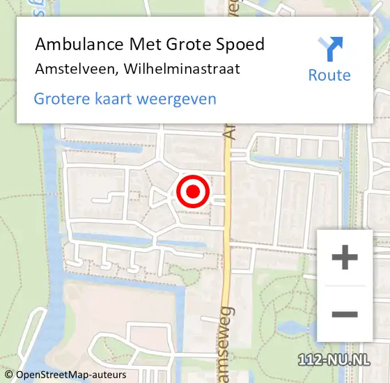 Locatie op kaart van de 112 melding: Ambulance Met Grote Spoed Naar Amstelveen, Wilhelminastraat op 13 februari 2023 02:16