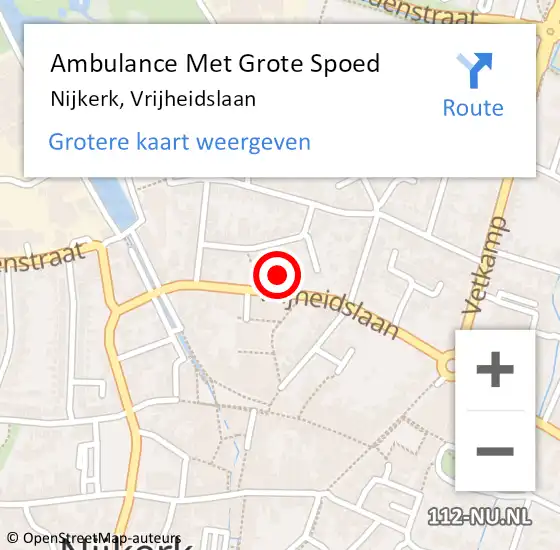 Locatie op kaart van de 112 melding: Ambulance Met Grote Spoed Naar Nijkerk, Vrijheidslaan op 13 februari 2023 02:47