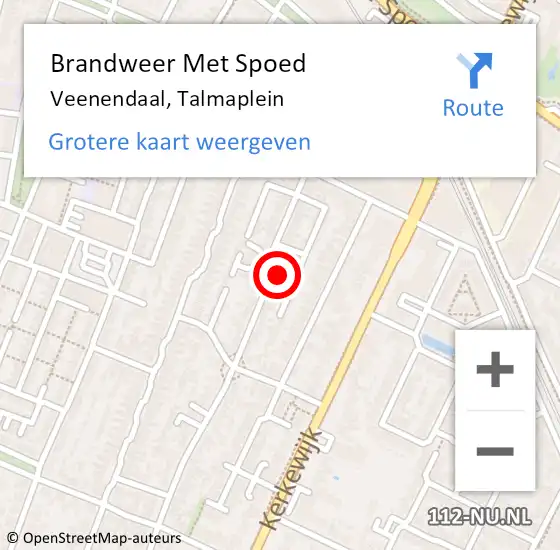 Locatie op kaart van de 112 melding: Brandweer Met Spoed Naar Veenendaal, Talmaplein op 13 februari 2023 03:00