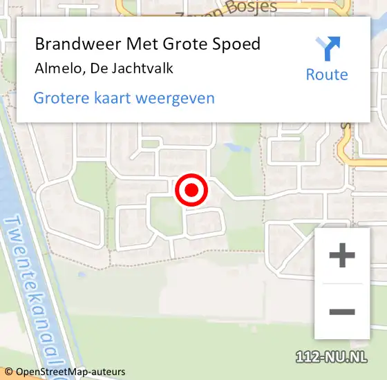 Locatie op kaart van de 112 melding: Brandweer Met Grote Spoed Naar Almelo, De Jachtvalk op 13 februari 2023 04:16