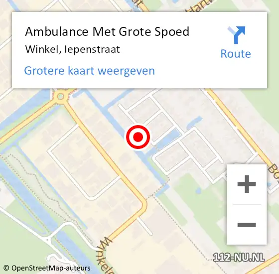 Locatie op kaart van de 112 melding: Ambulance Met Grote Spoed Naar Winkel, Iepenstraat op 13 februari 2023 04:25