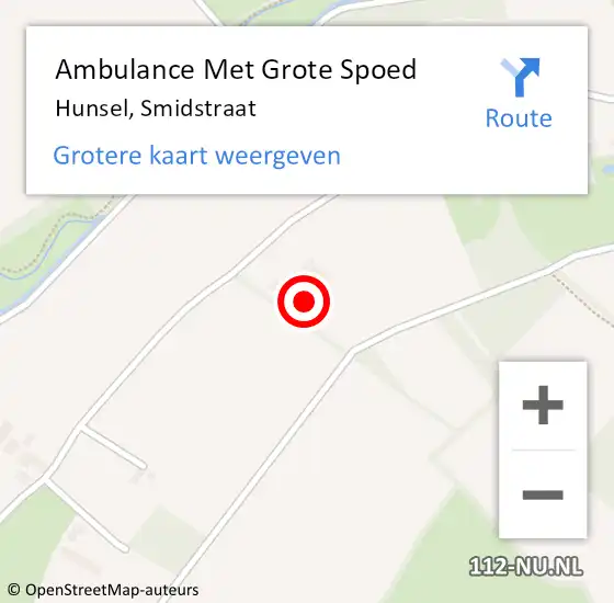 Locatie op kaart van de 112 melding: Ambulance Met Grote Spoed Naar Hunsel, Smidstraat op 13 februari 2023 04:47