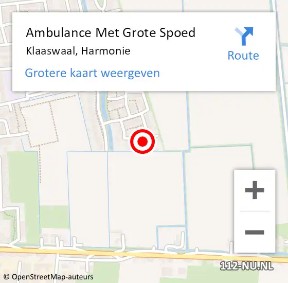 Locatie op kaart van de 112 melding: Ambulance Met Grote Spoed Naar Klaaswaal, Harmonie op 13 februari 2023 05:38