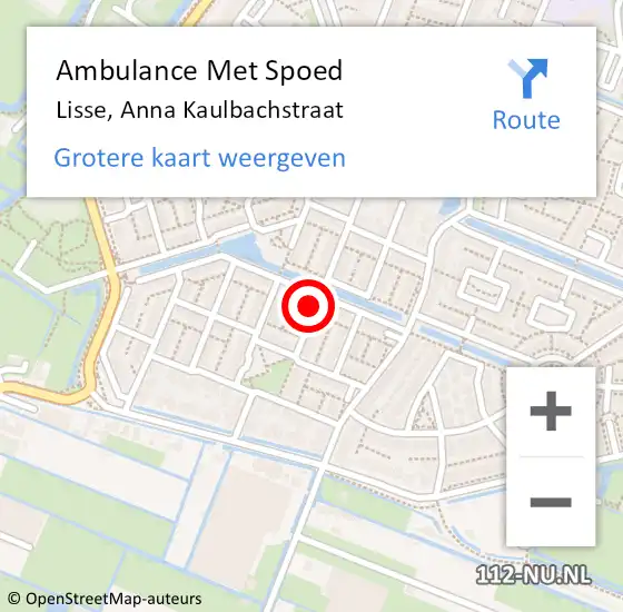 Locatie op kaart van de 112 melding: Ambulance Met Spoed Naar Lisse, Anna Kaulbachstraat op 13 februari 2023 06:35