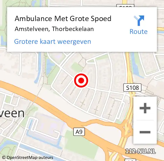 Locatie op kaart van de 112 melding: Ambulance Met Grote Spoed Naar Amstelveen, Thorbeckelaan op 13 februari 2023 06:37