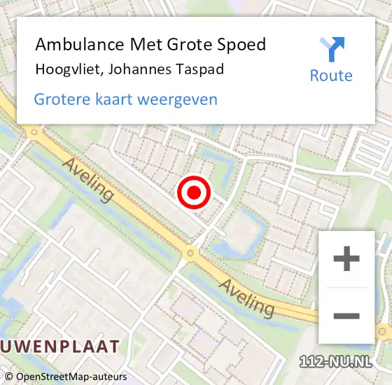 Locatie op kaart van de 112 melding: Ambulance Met Grote Spoed Naar Hoogvliet, Johannes Taspad op 13 februari 2023 06:57