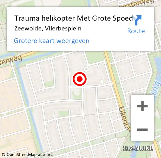 Locatie op kaart van de 112 melding: Trauma helikopter Met Grote Spoed Naar Zeewolde, Vlierbesplein op 13 februari 2023 07:10