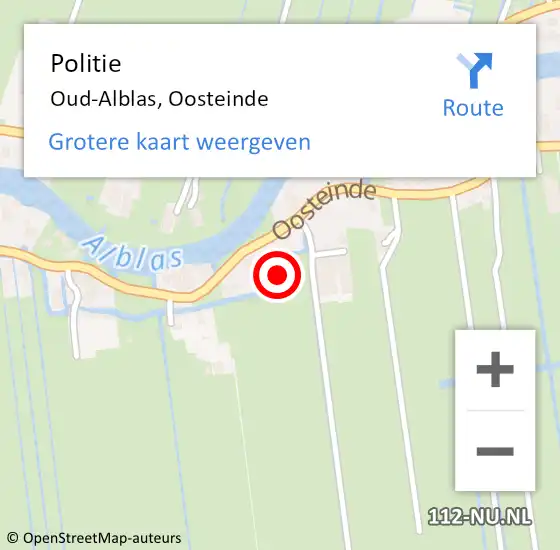 Locatie op kaart van de 112 melding: Politie Oud-Alblas, Oosteinde op 13 februari 2023 07:14