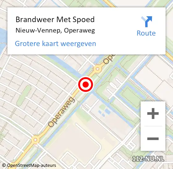 Locatie op kaart van de 112 melding: Brandweer Met Spoed Naar Nieuw-Vennep, Operaweg op 13 februari 2023 07:19