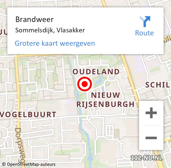 Locatie op kaart van de 112 melding: Brandweer Sommelsdijk, Vlasakker op 13 februari 2023 08:12