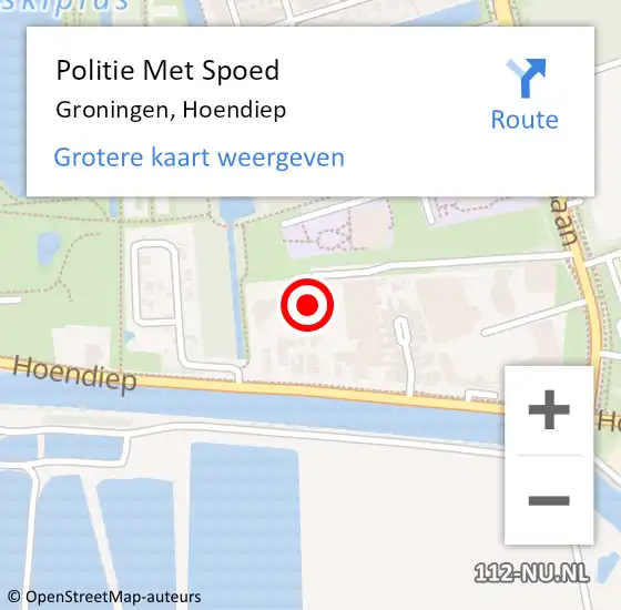 Locatie op kaart van de 112 melding: Politie Met Spoed Naar Groningen, Hoendiep op 13 februari 2023 08:14