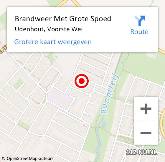 Locatie op kaart van de 112 melding: Brandweer Met Grote Spoed Naar Udenhout, Voorste Wei op 13 februari 2023 08:25