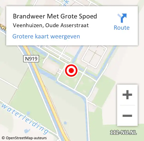 Locatie op kaart van de 112 melding: Brandweer Met Grote Spoed Naar Veenhuizen, Oude Asserstraat op 13 februari 2023 08:32