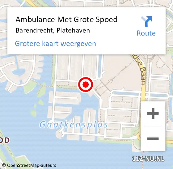 Locatie op kaart van de 112 melding: Ambulance Met Grote Spoed Naar Barendrecht, Platehaven op 13 februari 2023 08:35