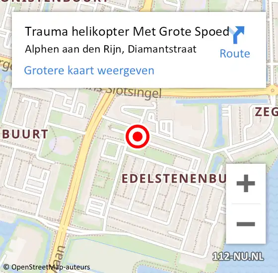 Locatie op kaart van de 112 melding: Trauma helikopter Met Grote Spoed Naar Alphen aan den Rijn, Diamantstraat op 13 februari 2023 08:43