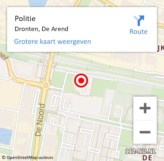 Locatie op kaart van de 112 melding: Politie Dronten, De Arend op 13 februari 2023 08:57