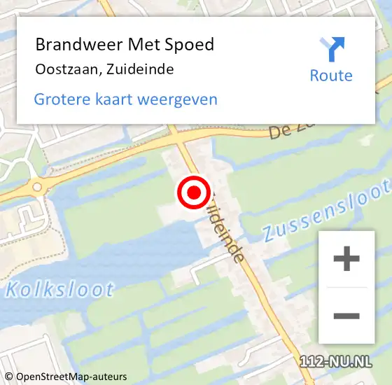 Locatie op kaart van de 112 melding: Brandweer Met Spoed Naar Oostzaan, Zuideinde op 13 februari 2023 09:06