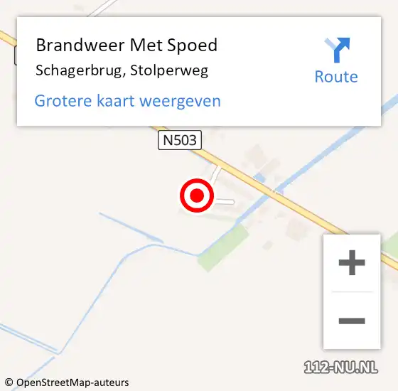 Locatie op kaart van de 112 melding: Brandweer Met Spoed Naar Schagerbrug, Stolperweg op 13 februari 2023 09:12