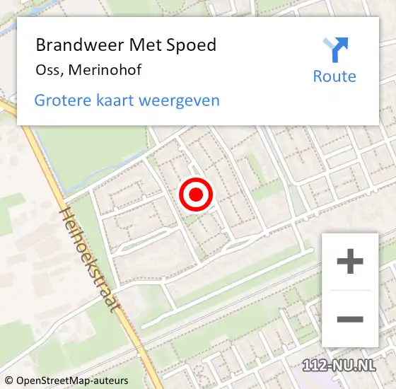 Locatie op kaart van de 112 melding: Brandweer Met Spoed Naar Oss, Merinohof op 13 februari 2023 09:17