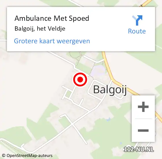 Locatie op kaart van de 112 melding: Ambulance Met Spoed Naar Balgoij, het Veldje op 13 februari 2023 09:24