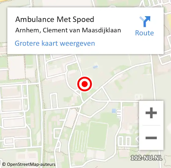 Locatie op kaart van de 112 melding: Ambulance Met Spoed Naar Arnhem, Clement van Maasdijklaan op 13 februari 2023 09:26