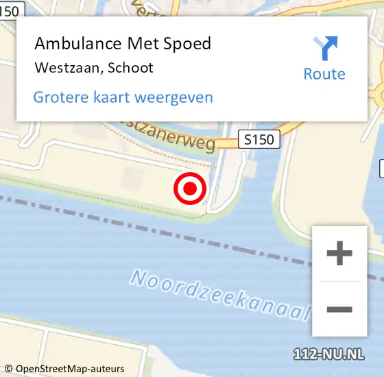 Locatie op kaart van de 112 melding: Ambulance Met Spoed Naar Westzaan, Schoot op 13 februari 2023 09:43