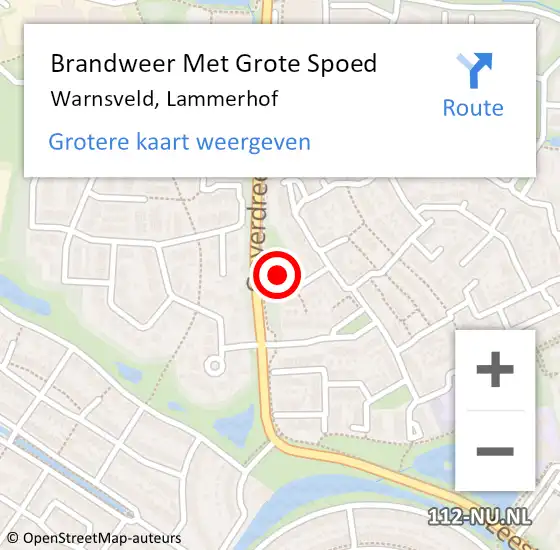 Locatie op kaart van de 112 melding: Brandweer Met Grote Spoed Naar Warnsveld, Lammerhof op 13 februari 2023 09:48