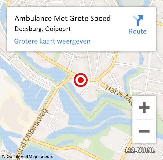 Locatie op kaart van de 112 melding: Ambulance Met Grote Spoed Naar Doesburg, Ooipoort op 13 februari 2023 09:56