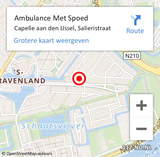 Locatie op kaart van de 112 melding: Ambulance Met Spoed Naar Capelle aan den IJssel, Salieristraat op 13 februari 2023 10:18