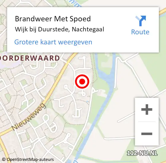 Locatie op kaart van de 112 melding: Brandweer Met Spoed Naar Wijk bij Duurstede, Nachtegaal op 13 februari 2023 10:22