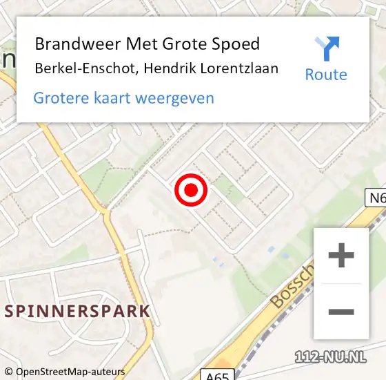 Locatie op kaart van de 112 melding: Brandweer Met Grote Spoed Naar Berkel-Enschot, Hendrik Lorentzlaan op 13 februari 2023 10:31