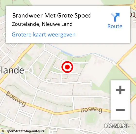 Locatie op kaart van de 112 melding: Brandweer Met Grote Spoed Naar Zoutelande, Nieuwe Land op 13 februari 2023 10:34